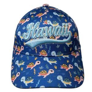 Robin Ruth Baseball Cap Blue Pink Hawaii Turtle Print Strapback Hat OSFM Logo